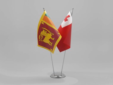Tonga - Sri Lanka İşbirliği Bayrakları, Beyaz Arkaplan - 3D Render