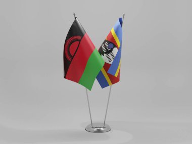 Svaziland - Malavi İşbirliği Bayrakları, Beyaz Arkaplan - 3D Render
