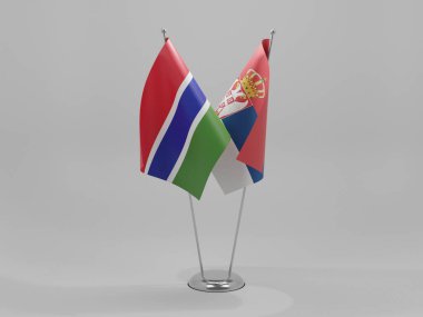 Sırbistan - Gambiya İşbirliği Bayrakları, Beyaz Arkaplan - 3D Hazırlama