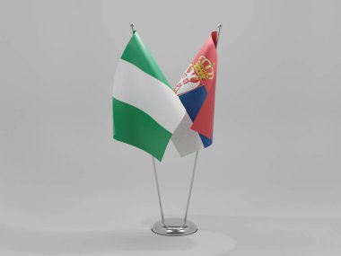 Sırbistan - Nijerya İşbirliği Bayrakları, Beyaz Arkaplan - 3D Hazırlama