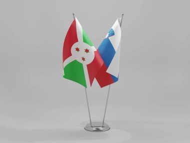Slovenya - Burundi İşbirliği Bayrakları, Beyaz Arkaplan - 3D Render