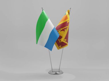 Sri Lanka - Sierra Leone İşbirliği Bayrakları, Beyaz Arkaplan - 3D Render