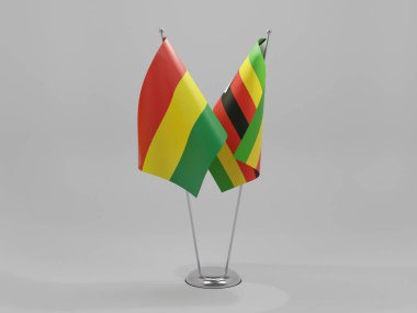 Zimbabwe - Bolivya İşbirliği Bayrakları, Beyaz Arkaplan - 3D Render