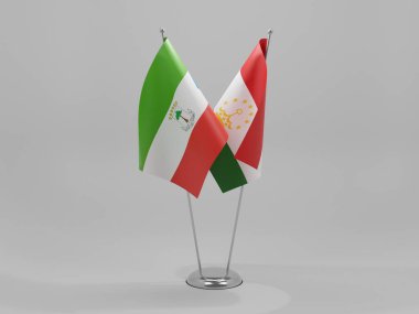 Tacikistan - Ekvator Ginesi İşbirliği Bayrakları, Beyaz Arkaplan - 3D Render