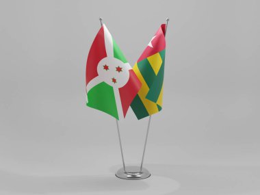 Togo - Burundi İşbirliği Bayrakları, Beyaz Arkaplan - 3D Render