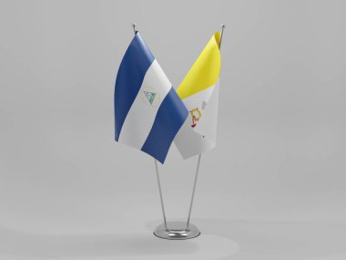 Vatikan - Nikaragua İşbirliği Bayrakları, Beyaz Arkaplan - 3D Render