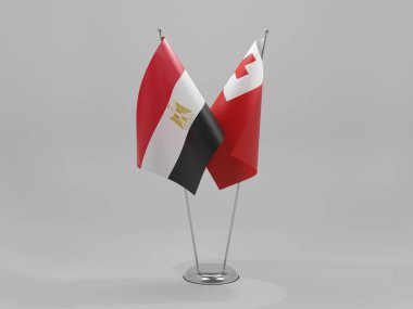 Tonga - Mısır İşbirliği Bayrakları, Beyaz Arkaplan - 3D Yapılandırma