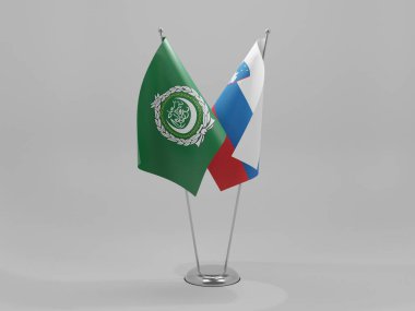 Slovenya - Arap Birliği İşbirliği Bayrakları, Beyaz Arkaplan - 3D Render