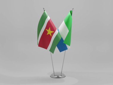 Sierra Leone - Surinam Cooperation Flags, Beyaz Arkaplan - 3D Render