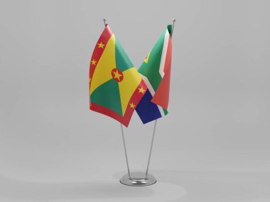 Güney Afrika - Grenada İşbirliği Bayrakları, Beyaz Arkaplan - 3D Renklendirme