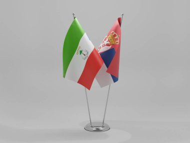 Sırbistan - Ekvatoral Gine İşbirliği Bayrakları, Beyaz Arkaplan - 3D Hazırlama