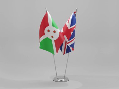 Birleşik Krallık - Burundi İşbirliği Bayrakları, Beyaz Arkaplan - 3D Render