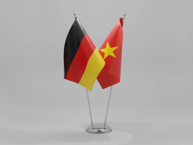 Vietnam - Almanya İşbirliği Bayrakları, Beyaz Arkaplan - 3D Yapılandırma