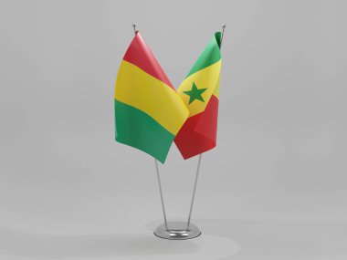 Senegal - Gine İşbirliği Bayrakları, Beyaz Arkaplan - 3D Render