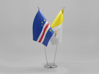 Vatikan - Cape Verde İşbirliği Bayrakları, Beyaz Arkaplan - 3D Render