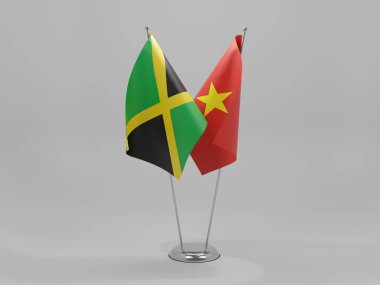 Vietnam - Jamaika İşbirliği Bayrakları, Beyaz Arkaplan - 3D Yapılandırma