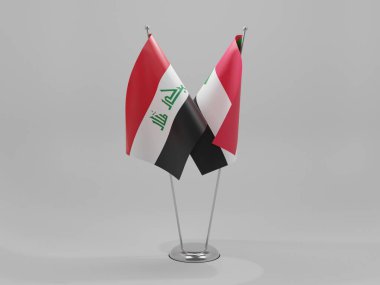 Sudan - Irak İşbirliği Bayrakları, Beyaz Arkaplan - 3D Yapılandırma