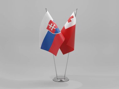 Tonga - Slovakya İşbirliği Bayrakları, Beyaz Arkaplan - 3D Render