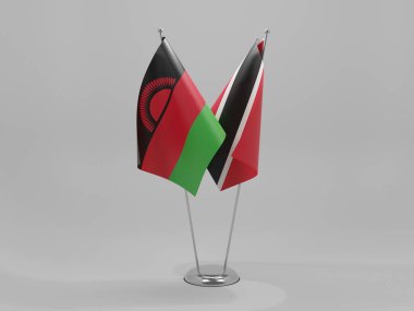Trinidad ve Tobago - Malavi İşbirliği Bayrakları, Beyaz Arkaplan - 3D Render