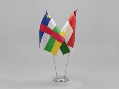 Tacikistan - Orta Afrika Cumhuriyeti İşbirliği Bayrakları, Beyaz Arkaplan - 3D Render