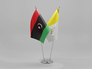 Vatikan - Libya İşbirliği Bayrakları, Beyaz Arkaplan - 3D Yapılandırma