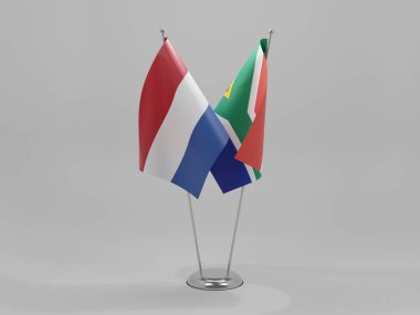 Güney Afrika - Hollanda İşbirliği Bayrakları, Beyaz Arkaplan - 3D Render