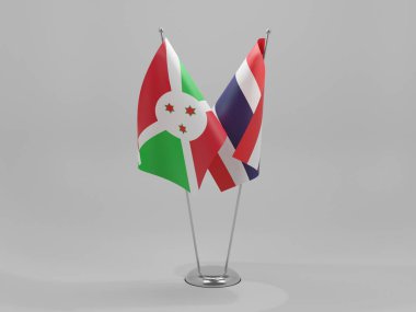 Tayland - Burundi İşbirliği Bayrakları, Beyaz Arkaplan - 3D Render