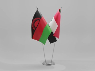 Sudan - Malavi İşbirliği Bayrakları, Beyaz Arkaplan - 3D Render