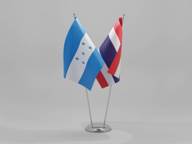 Tayland - Honduras İşbirliği Bayrakları, Beyaz Arkaplan - 3D Render