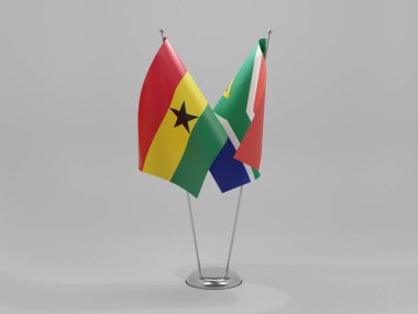 Güney Afrika - Gana İşbirliği Bayrakları, Beyaz Arkaplan - 3D Render
