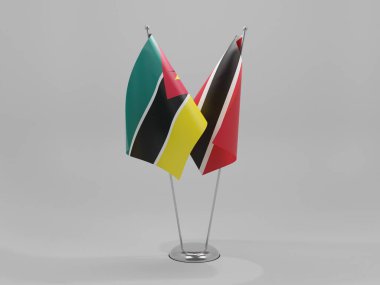 Trinidad ve Tobago - Mozambik İşbirliği Bayrakları, Beyaz Arkaplan - 3D Render