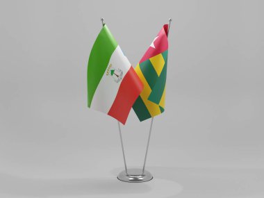 Togo - Ekvator Ginesi İşbirliği Bayrakları, Beyaz Arkaplan - 3D Yapılandırma