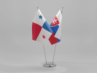 Slovakya - Panama İşbirliği Bayrakları, Beyaz Arkaplan - 3B Render