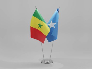 Somali - Senegal İşbirliği Bayrakları, Beyaz Arkaplan - 3D Render