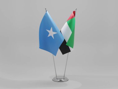 Birleşik Arap Emirlikleri - Somali İşbirliği Bayrakları, Beyaz Arkaplan - 3D Yapılandırma