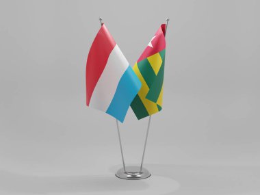 Togo - Lüksemburg İşbirliği Bayrakları, Beyaz Arkaplan - 3D Render