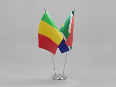 Güney Afrika - Mali İşbirliği Bayrakları, Beyaz Arkaplan - 3D Render
