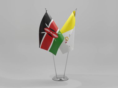 Vatikan - Kenya İşbirliği Bayrakları, Beyaz Arkaplan - 3D Render