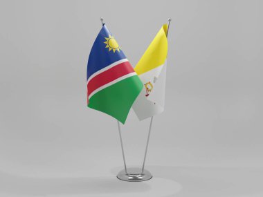 Vatikan - Namibya İşbirliği Bayrakları, Beyaz Arkaplan - 3D Render