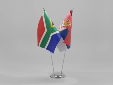 Sırbistan - Güney Afrika İşbirliği Bayrakları, Beyaz Arkaplan - 3D Hazırlama