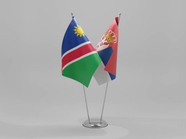 Sırbistan - Namibya İşbirliği Bayrakları, Beyaz Arkaplan - 3D Hazırlama