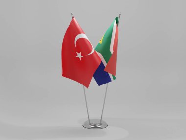 Güney Afrika - Türkiye İşbirliği Bayrakları, Beyaz Arkaplan - 3D Hazırlama