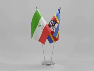 Svaziland - Ekvator Ginesi İşbirliği Bayrakları, Beyaz Arkaplan - 3D Render