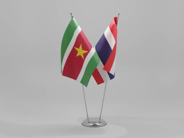 Tayland - Surinam İşbirliği Bayrakları, Beyaz Arkaplan - 3D Yapılandırma