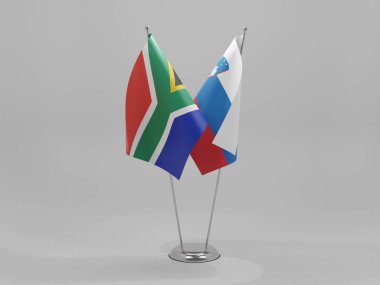 Slovenya - Güney Afrika İşbirliği Bayrakları, Beyaz Arkaplan - 3D Render