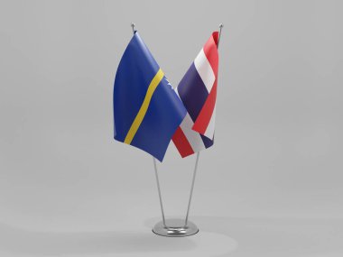 Tayland - Nauru İşbirliği Bayrakları, Beyaz Arkaplan - 3D Render