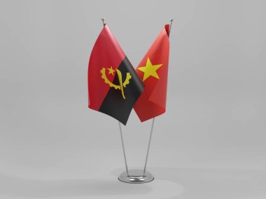 Vietnam - Angola İşbirliği Bayrakları, Beyaz Arkaplan - 3D Yapılandırma