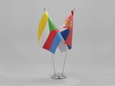 Sırbistan - Komoros İşbirliği Bayrakları, Beyaz Arkaplan - 3D Render