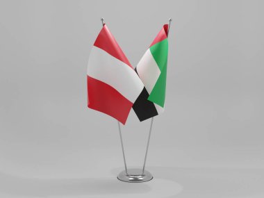 Birleşik Arap Emirlikleri - Peru İşbirliği Bayrakları, Beyaz Arkaplan - 3D Render