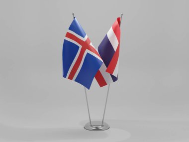 Tayland - İzlanda İşbirliği Bayrakları, Beyaz Arkaplan - 3D Yapılandırma